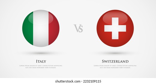 Vorlage für Landesflaggen Italien gegen Schweiz. Das Konzept für Spiel, Wettbewerb, Beziehungen, Freundschaft, Zusammenarbeit, versus.