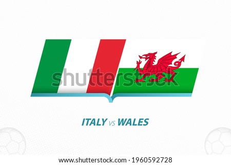 Italy vs Wales in European Football Competition, Group A. Versus icon on Football background. Sport vector icon.