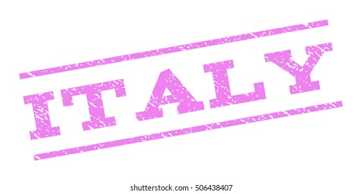 Italy watermark stamp. Text caption between parallel lines with grunge design style. Rubber seal stamp with dirty texture. Vector violet color ink imprint on a white background.