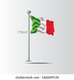 Italy waving flag set of vector illustration. Green white and red colors of Italy wavy realistic flag as a patriotic symbol