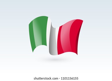 italy waving flag vector icon, national symbol. Flag of italy, fluttered in the wind - vector illustration isolated on white background.