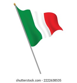 italy waving flag vector illustration with flagpole and transparent background