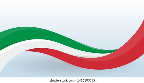 Italy Waving National flag. Modern unusual shape. Design template for decoration of flyer and card, poster, banner and logo. Isolated vector illustration.