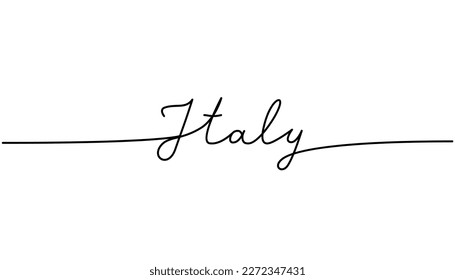 Italy - word with continuous one line. Minimalist drawing of phrase illustration. Italy country - continuous one line illustration.