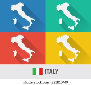 Italy world map in flat style with 4 colors. Modern map design.