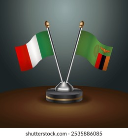 A tabela da Itália e da Zâmbia sinaliza a relação com o plano de fundo gradiente. Ilustração de vetor