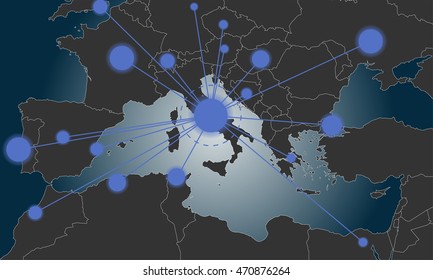 Italy-centered Europe map 