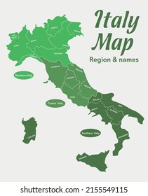 Italy's map in a different region. With name and colour.