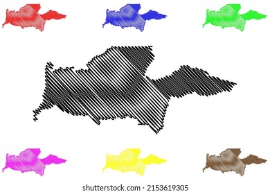 Itamarati municipality (Amazonas state, Municipalities of Brazil, Federative Republic of Brazil) map vector illustration, scribble sketch Itamarati map