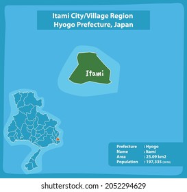 Itami City Village Region Hyogo Prefecture Map, Japan