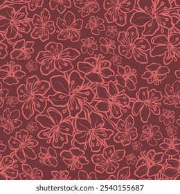 Itanamuke Rhododendron Outline Flower Papua Indonesia Seamless Pattern