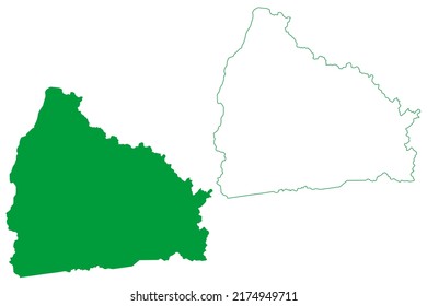 Itanhem municipality (Bahia state, Municipalities of Brazil, Federative Republic of Brazil) map vector illustration, scribble sketch Itanhém map