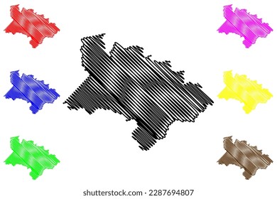 Itapiuna municipio (estado de Ceará, municipios de Brasil, República Federativa de Brasil) mapa ilustrativo vector, dibujo garabato mapa Itapiúna