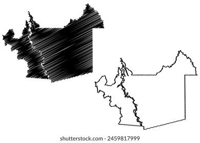 Itapua do Oeste municipality (State of Rondônia or Rondonia, RO, Municipalities of Brazil, Federative Republic of Brazil) map vector illustration, scribble sketch Itapua do Oeste map