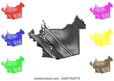 Itapua do Oeste municipality (State of Rondônia or Rondonia, RO, Municipalities of Brazil, Federative Republic of Brazil) map vector illustration, scribble sketch Itapua do Oeste map