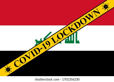 itaq lockdown preventing coronavirus spread or outbreak. covid-19 iraq precaution to lock down virus infection