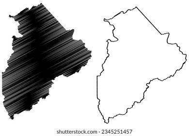 Itarana municipio (estado de Espírito Santo, municipios del Brasil, República Federativa del Brasil) cartografía ilustración vectorial, dibujo de dibujos en relieve mapa de Itarana