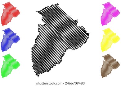 Ilustración vectorial de mapas del municipio de Itarana (estado de Espírito Santo, municipios de Brasil, República Federativa de Brasil), dibujo a mano alzada del mapa de Itarana