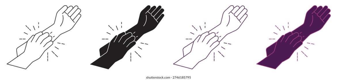Itching icon set isolated on white background, vector illustration.