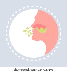 itchy laid nose sinusitis concept human head profile icon healthcare medical service logo medicine and health symbol flat