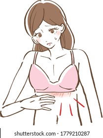 An itchy and lumpy summer bra. Vector illustration