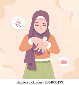 Itchy Skin Islamic Hijab Girl Character Stock Vector (Royalty Free ...