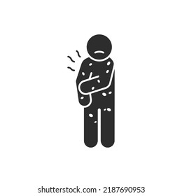 Itchy Skin, Scabies Icon. Person Is Itchy. Monochrome Black And White Symbol. Vector Illustration