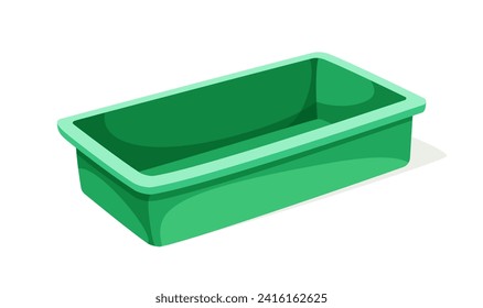 Item for baking concept. Green tray for homemade pastry. Cooking and preparation of homemade eating. Poster or banner. Cartoon flat vector illustration isolated on white background