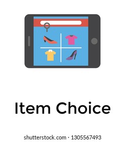 Item choice flat icon design 