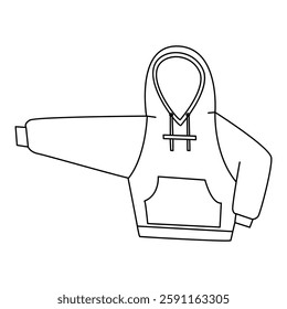 The item of clothing is a sweatshirt, sporty teenage style. Flat line vector illustration, eps10