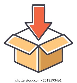 Item drop off point. Visual representation of placing an object into a designated container, symbolizing a collection or delivery location.