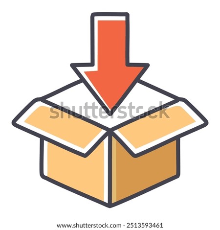 Item drop off point. Visual representation of placing an object into a designated container, symbolizing a collection or delivery location.