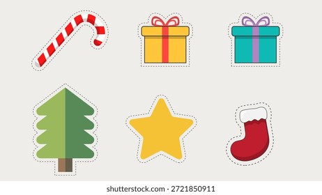 Item elements for Christmas events, trees, stockings, candies and gifts