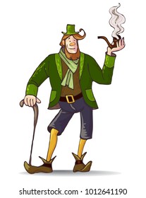 Item for the holiday. The character of St. Patrick with a Smoking pipe.