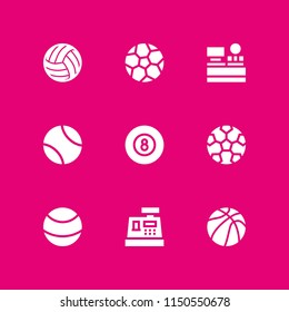 item icon. 9 item set with cashier, ball of basketball and ball vector icons for web and mobile app