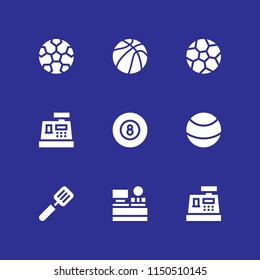 item icon. 9 item set with spatula, ball, ball of basketball and cashier vector icons for web and mobile app