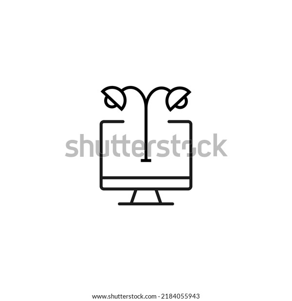 Item on pc monitor. Outline sign\
suitable for web sites, apps, stores etc. Editable stroke. Vector\
monochrome line icon of street lamp on computer monitor\
