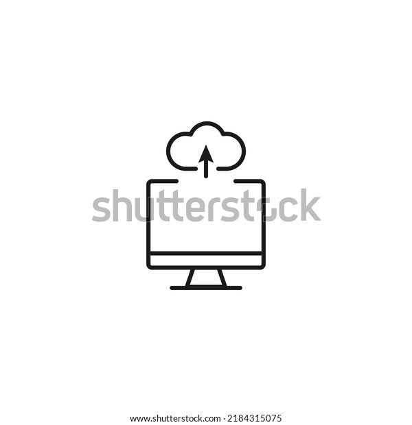 Item on pc monitor. Outline
sign suitable for web sites, apps, stores etc. Editable stroke.
Vector monochrome line icon of arrow under cloud on computer
monitor 