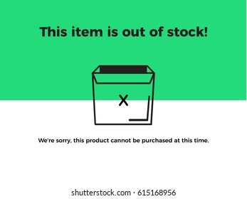 The item is out of the stock concept. UI UX layout design for 'Sold Out' page. Empty box icon. vector illustration