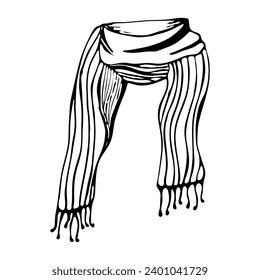 An item of winter clothing. scarf in doodle style on isolated background.Vector illustration.