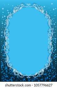 Itemized oval vector blue floral frame or border