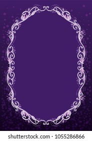 Itemized oval vector violet floral frame or border