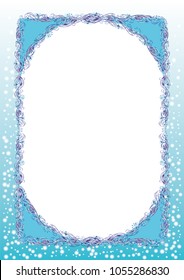 Itemized ruonded vector blue floral frame or border