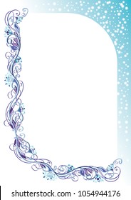 Itemized vector blue floral frame or border