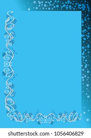 Itemized vector blue floral frame or border