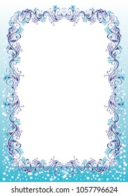 Itemized vector blue floral frame or border