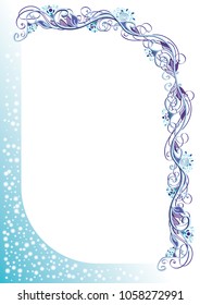 Itemized vector blue floral frame or border