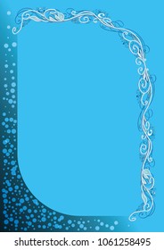 Itemized vector blue floral frame or border