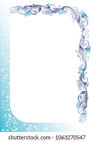 Itemized vector blue floral frame or border