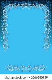 Itemized vector blue floral frame or border